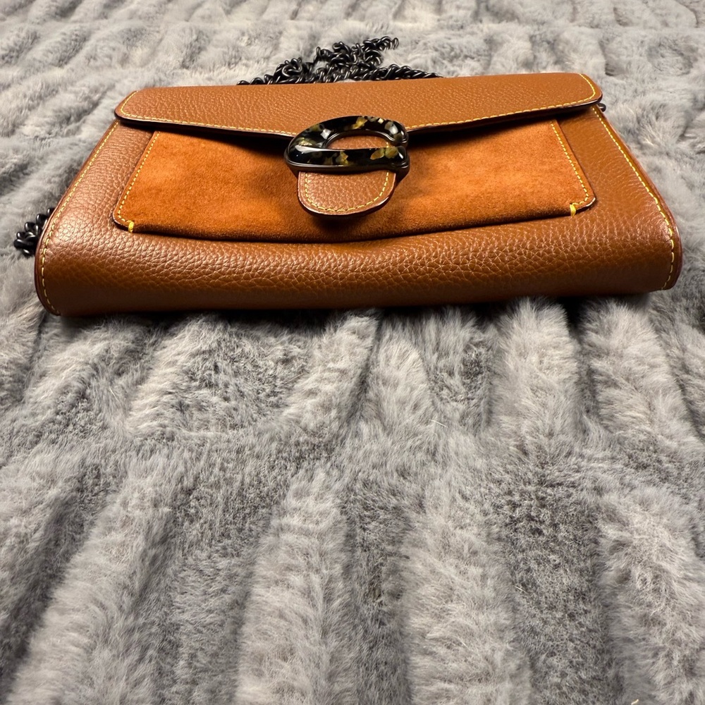 Coach Tabby Chain Brown Pebbled Leather Crossbody Purse Clutch Bag NWT - Picture 7 of 13